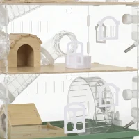 PawHut Large Hamster Cage, 3 Tiers Acrylic Hamster Habitat with Water Bottles, Running Wheel for Pet Mice, Dwarf Hamster(m-12)