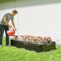 Outsunny 6' x 3' x 1' Raised Garden Bed with Support Rod, Steel Frame Elevated Planter Box, Black(m-3)