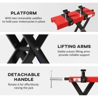 HOMCOM Motorcycle Scissor Lift Jack, 1100 lbs ATV Dirt Bike Stand, 3.7-15.7" Adjustable Height, Red(m-6)