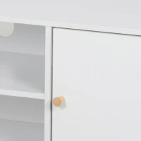 HOMCOM TV Stand Cabinet for TVs up to 55 Inches, Entertainment Unit with Storage Shelves and Wood Legs for Living Room, White(m-11)