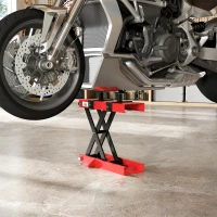 HOMCOM Motorcycle Scissor Lift Jack, 1100 lbs ATV Dirt Bike Stand, 3.7-15.7" Adjustable Height, Red(m-8)