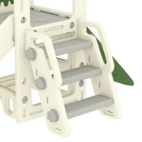 Qaba Foldable 5 in 1 Toddler Slide with Ladder, Climbing Wall, Basketball Hoop, Storage and Basketball for 1-3 Years, Cream(m-9)