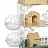 PawHut Large Hamster Cage, 3 Tiers Acrylic Hamster Habitat with Water Bottles, Running Wheel for Pet Mice, Dwarf Hamster(m-9)