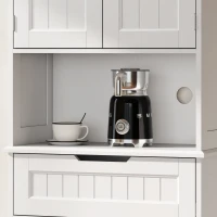 HOMCOM Kitchen Buffet with Hutch, 68" Tall Kitchen Pantry Cabinet with Small Open Counter, 4 Doors, Drawer, White(m-12)