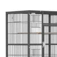 PawHut 56"H Bird Cage, Parrot Cage w/ Detachable Rolling Stand, Removable Tray, Storage Shelf, Perches, Food Container(m-11)