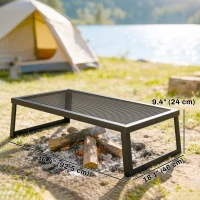 Outsunny Folding Campfire Grill, 36" x 18" Heavy Duty Carbon Steel Grill Grate with Folding Legs, Black(m-3)