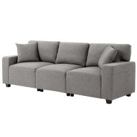 HOMCOM 3 Seater Sofa with Storage Pockets, Modern Upholstered Couch with Pocket Springs, Grey(m-2)