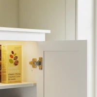 HOMCOM 69.5" Tall Kitchen Pantry Storage Cabinet with Motion Sensor LED Light, Modern Kitchen Pantry Cabinet, White(m-11)