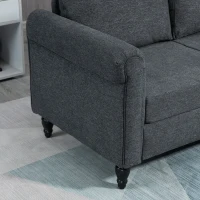 HOMCOM Vintage Loveseat, Upholstered Love Seat Furniture, Chenille-feel Fabric 2 Seater Sofa Couch with Rolled Arms, Gourd-Shaped Rubber Wood Legs for Living Room, Dark Grey(m-9)