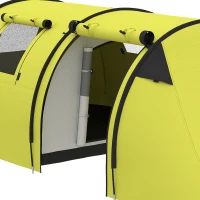Outsunny 3-4 Person Camping Tent with 2 Rooms, 3000mm Waterproof Portable Family Tent with Carry Bag, Yellow(m-9)