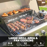 Outsunny 4 Burner Propane Gas Grill with Side Burner, 53,000 BTU BBQ Grill with Cast Iron Grates, Wheels, Warming Rack, Cabinet(m-4)