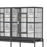 PawHut 56"H Bird Cage, Parrot Cage w/ Detachable Rolling Stand, Removable Tray, Storage Shelf, Perches, Food Container(m-10)
