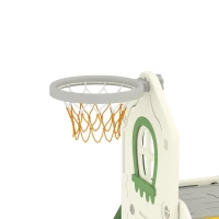 Qaba Foldable 5 in 1 Toddler Slide with Ladder, Climbing Wall, Basketball Hoop, Storage and Basketball for 1-3 Years, Cream(m-12)