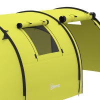 Outsunny 3-4 Person Camping Tent with 2 Rooms, 3000mm Waterproof Portable Family Tent with Carry Bag, Yellow(m-12)