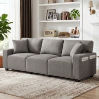HOMCOM 3 Seater Sofa with Storage Pockets, Modern Upholstered Couch with Pocket Springs, Grey(m-8)
