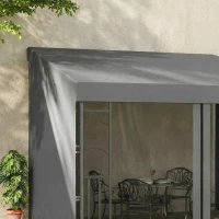 Outsunny 10' x 10' Wall Pergola with 2 Curtains and 2 Nettings UV Resistant Gazebo for Patio, Deck, Dark Grey(m-9)