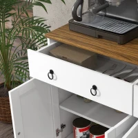 HOMCOM Kitchen Sideboard Cabinet with 2 Drawers, 4 Barn Doors and 2 Adjustable Shelves, Buffet Table for Living Room, White(m-14)