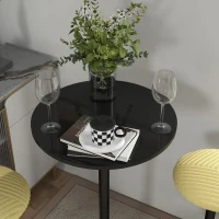 HOMCOM High Top Bar Table, Modern Round Dining Table with Painted Top and Steel Base, Bistro Table for 2 People, Black(m-11)