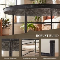 HOMCOM Vintage Coffee Table for Living Room, 24" Round Center Table with Hammered Tray Top and Metal Frame, Pewter(m-5)