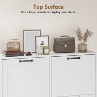 HOMCOM Shoe Cabinet with 4 Flip Drawers, Freestanding Narrow Shoe Storage Cabinet with Adjustable Shelves, Open Back, White(m-7)