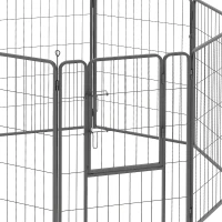 PawHut Large Dog Playpen Indoor Outdoor Foldable Pet Pen with Lockable Door and Ground Stakes for Large Dogs, Black(m-10)