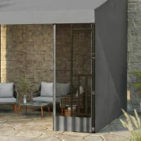 Outsunny 10' x 10' Wall Pergola with 2 Curtains and 2 Nettings UV Resistant Gazebo for Patio, Deck, Dark Grey(m-10)