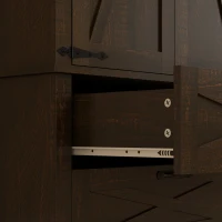HOMCOM Farmhouse Kitchen Pantry Storage Cabinet, 64" Freestanding Kitchen Pantry Cabinet with Drawers, Distressed Dark Brown(m-10)