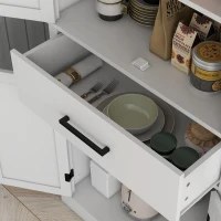 HOMCOM 72" Kitchen Storage Cabinet, Farmhouse Kitchen Pantry Cabinet with 4 Barn Doors, Drawer, Adjustable Shelves, White(m-10)