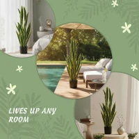 Outsunny Artificial Tree, 35.4" Artificial Snake Plant with 21 Leaves in Pot for Home, Office, and Living Room, Green(m-7)