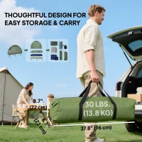 Outsunny 4-in-1 Camping Cot Tent, 1-Person Off-Ground Bed with Air Mattress, Sleeping Bag & Pillow, Elevated Camping Shelter for Adults(m-6)
