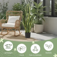 Outsunny Artificial Tree, 35.4" Artificial Snake Plant with 21 Leaves in Pot for Home, Office, and Living Room, Green(m-5)