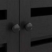 HOMCOM Shoe Cabinet with 3 Slatted Doors, 3-tier Shelving Rack Cabinet with Adjustable Shelves for 15 Pairs of Shoes, Black(m-9)