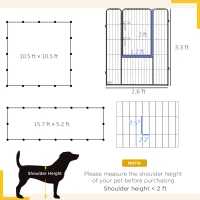 PawHut Dog Playpen for Large, Medium, Small Dogs, 16 Panels, 10.5' x 10.5' x 3.3'(m-3)