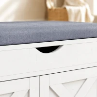 HOMCOM Shoe Bench with Cushion Shoe Storage Bench 3-Door Adjustable Shelves White(m-10)