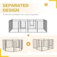 PawHut Dog Playpen for Large, Medium, Small Dogs, 16 Panels, 10.5' x 10.5' x 3.3'(m-6)