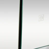 kleankin Bathroom Mirror Cabinet with LED and Adjustable Shelves, Wall Mounted Medicine Cabinet, High Gloss Black(m-10)