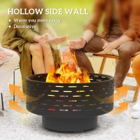 Outsunny 3-in-1 Fire Pit Φ23.8" x 15.4" Outdoor Fire Bowl with Grill Grate, Wood-Effect Fire Basket(m-6)