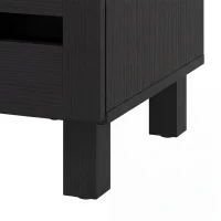 HOMCOM Shoe Cabinet with 3 Slatted Doors, 3-tier Shelving Rack Cabinet with Adjustable Shelves for 15 Pairs of Shoes, Black(m-12)