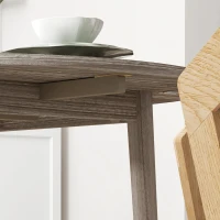 HOMCOM Folding Dining Table, Round Drop Leaf Kitchen Table for Small Spaces with Wood Legs, Distressed Grey(m-11)