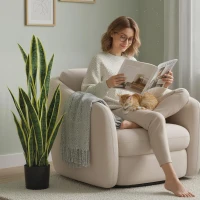 Outsunny Artificial Tree, 35.4" Artificial Snake Plant with 21 Leaves in Pot for Home, Office, and Living Room, Green(m-1)