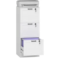 HOMCOM Vertical Filing Cabinet with 3 Drawers, Lock, File Cabinet for Home Office, A4 and Letter Size Files, White(m-9)