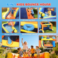 Qaba Bouncy Castle for Kids, Inflatable Bounce House with Slide, Pool (Ball Pit), Climbing Wall and Blower for Indoor Outdoor(m-4)