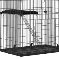 PawHut 2-Tier Cat Cage Indoor, Detachable Metal Wire Kennel with Hammock, Platform, Tray and Cushion for 1-2 Kittens(m-12)