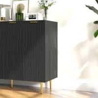 HOMCOM Modern Kitchen Storage Cabinet, Sideboard Buffet Cabinet with Adjustable Shelves for Hallway, Black(m-11)