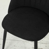 HOMCOM Modern Dining Chairs Set of 4, Upholstered Dining Room Chairs with Metal Legs, Shell Backrest, Padded Seat, Black(m-16)