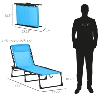 Outsunny Set of 2 Folding Chaise Lounge Chairs, Outdoor Sun Tanning Chairs with Reclining Back, Sky Blue(m-3)