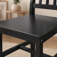 HOMCOM Dining Chairs Set of 2, Kitchen Chair with Slat Back, Pine Wood Structure for Living Room and Dining Room, Black(m-10)