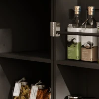 HOMCOM Sideboard Buffet Cabinet, Farmhouse Coffee Bar Cabinet with Door Shelves, Adjustable Shelves, Drawer, Barn Doors, Black(m-12)