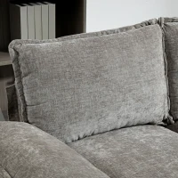 HOMCOM Sofa Couch with Chaise Lounge, Chenille L-shaped Couch with Double-layer Seat Cushion for Living Room, Grey(m-11)