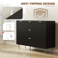 HOMCOM Modern Kitchen Storage Cabinet, Sideboard Buffet Cabinet w/ 3 Drawers and Adjustable Shelves for Kitchen Hallway, Black(m-8)